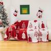 Red Festive Double-Sided Christmas Sofa Cover Towel for Holiday Home Decor