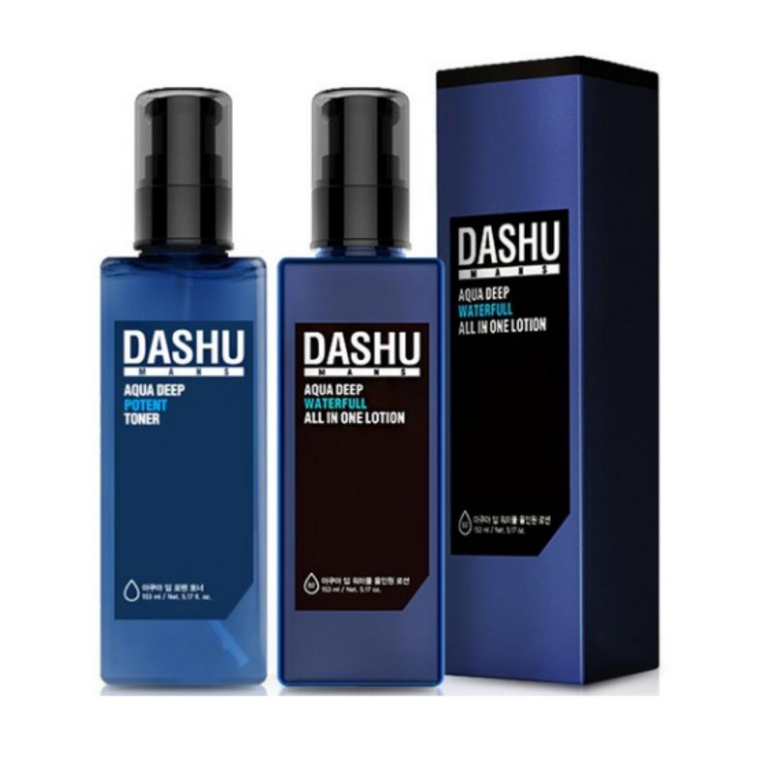 

DASHU Мужской тонер Aqua Deep Poten 153 мл + Увлажняющий лосьон «Всё в одном» 153 мл — 1 набор