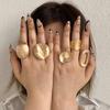 Fashion Elastic Rope Adjustable Rings for Women Men Irregular Geometric Matte Chunky Gold Color Finger Ring Charm Jewelry