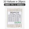SMD-Widerstands-Kit 170 Werte 0201 0402 0603 0805 1206 1% 0R-10M Ohm Sortiment Musterbuch Chip-Widerstand DIY Elektronische Bauteile