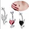 Women's Devil Heart Belly Ring, Minimalist Trendy Stainless Steel Navel Ring, Stylish Body Piercing Jewelry