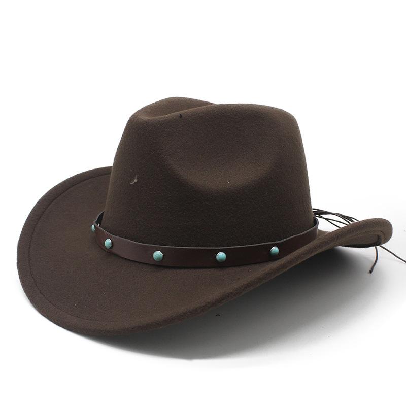 Ethnic Style, Western Cowboy Hat, Tibetan Concave Top Hat, Upturned Edge Felt Hat