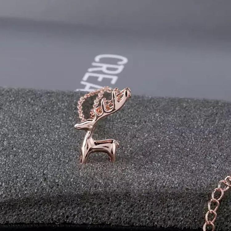 Beixi Hirschgeweih Halskette - Sterling Silber Hirsch Anhänger Schlüsselbein Kette für Damen - Elegantes und Exquisites Silber Schmuck Geschenk