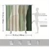 1 Pezzo Tenda da Doccia Moderna Astratta Texturizzata, Verde e Beige, Patchwork in Poliestere, Lavabile in Lavatrice, Resistente allo Sbiadimento, Decorazione Bagno Tessuta