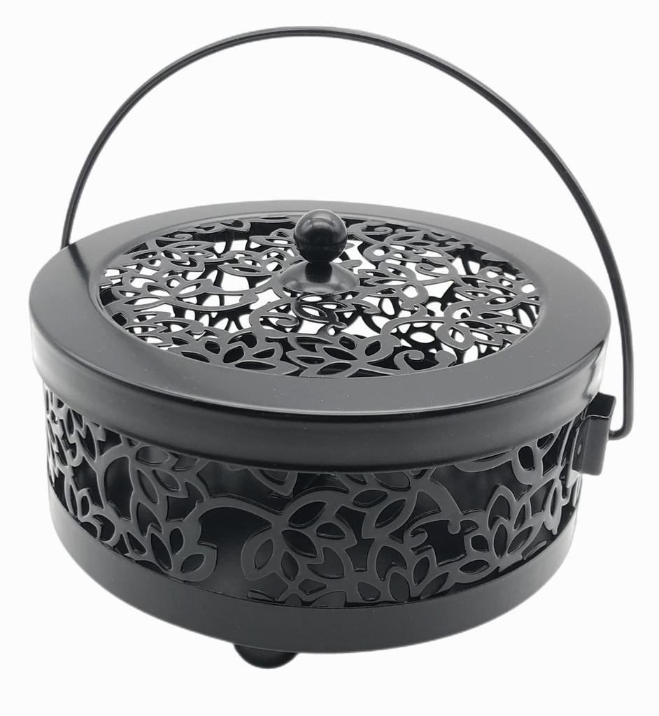 Ansimple Iron Mosquito Coil Holder, Mosquito Coil Case, Mosquito Coil Case, Mosquito Coil Stand, Lotus Motif, Glossy Finish, Suitable for Indoor and O