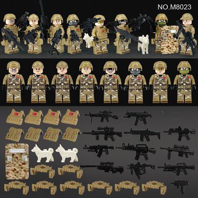 8pcs M8023 Military Building Blocks Set Border Patrol Assault Troops Human Small Particle Assembly Toy