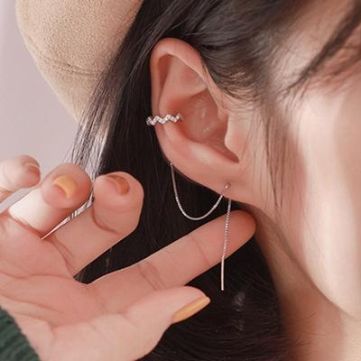 Fashionable Women's Long Tassel Ear Line Wave Ear Clip
