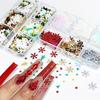 Christmas Theme Nail Glitter Sequins Set 3D Snowflakes Stars Xmas Tree Shapes, Hexagonal Mixed Flakes for DIY Winter Manicure