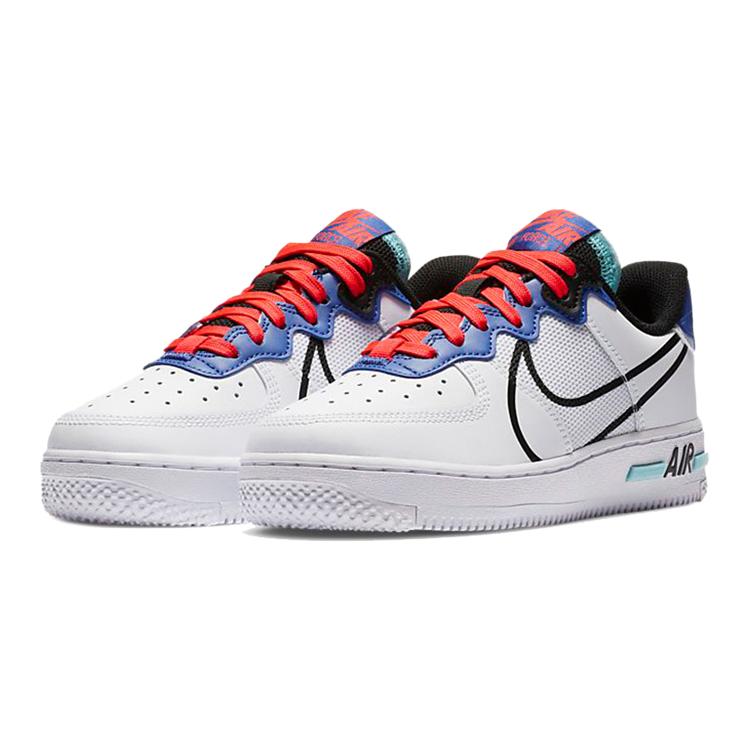 New Nike Air Force 1 React White Astronomy Blue Laser Crimson GS CD6960-101