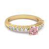 Rosa Zirkonia Runder Solitär Damen Ehering - 925 Sterlingsilber Gold Vermeil