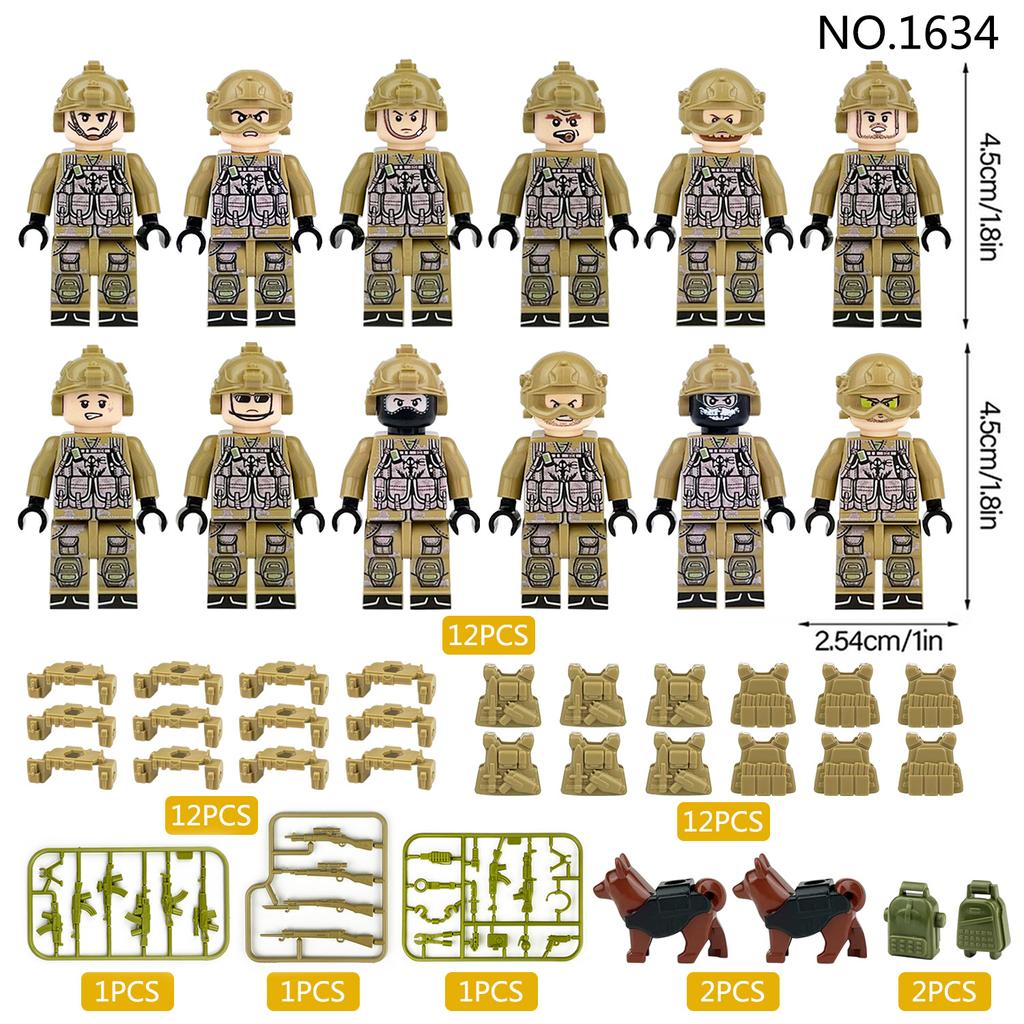 M8107 M1634 M1817 Military Building Block Minifigures Assault Division Special Forces Toys