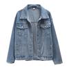 Women's Retro Blue Denim Jacket – Loose Korean Style, Plus Size, Trendy BF Style for Spring & Autumn