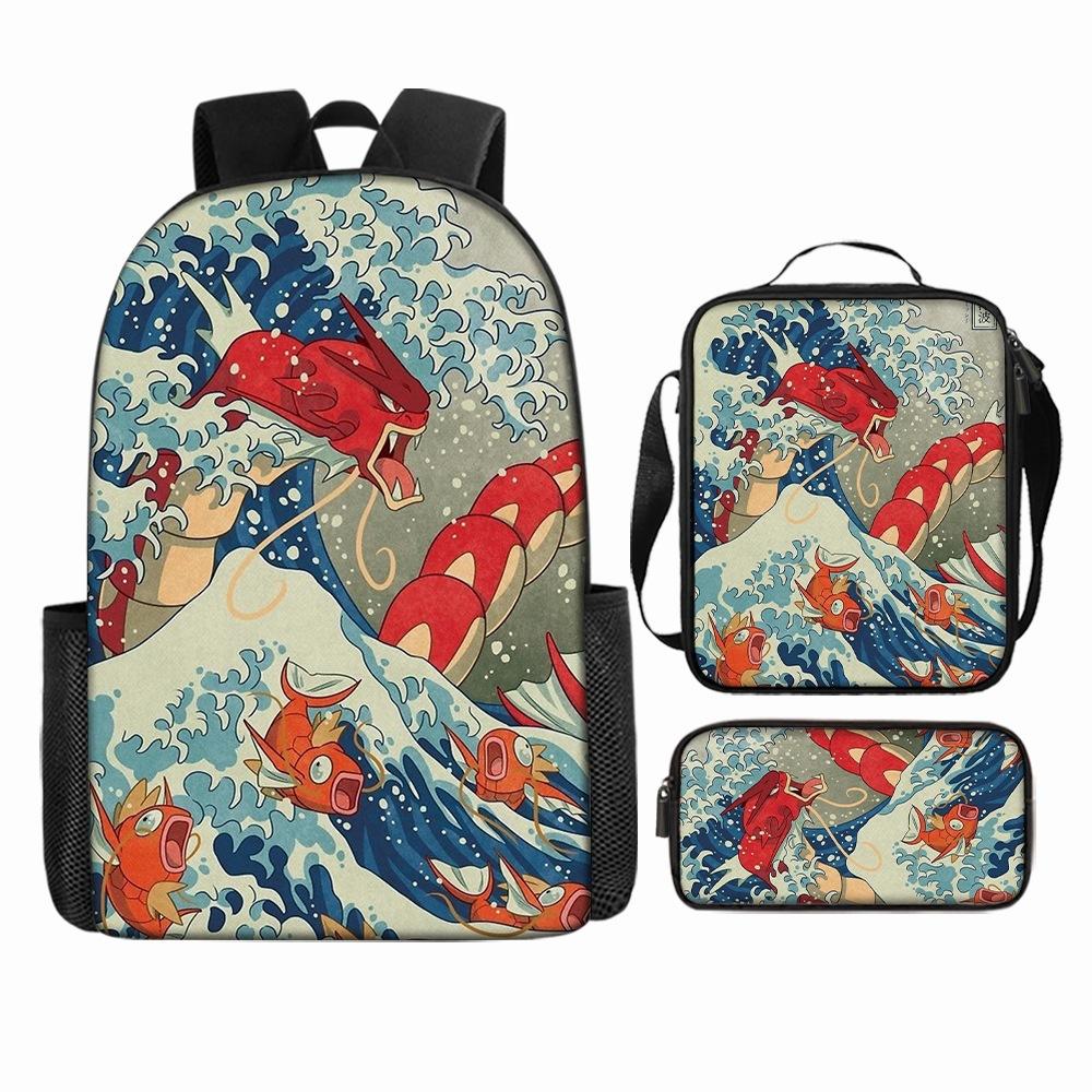 Anime Rucksack Set One Piece Naruto Schultasche für Jungen Schüler Laptop Rucksack Umhängetasche Federmäppchen 3-teilig Große Kapazität Wasserdicht