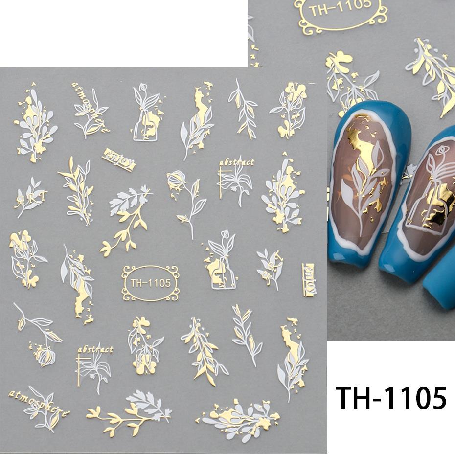 

Нова кольорова бронзова мармурова наклейка для нігтів Y2K Nail Decoration Laser Line Nail Art Decal Геометричний візерунок Товари для нігтів 3pcs