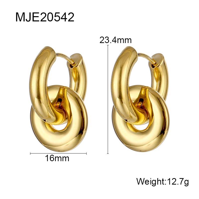 

Серьги женские из нержавеющей стали с полым лавовым нерегулярным двойным замком из 18-каратного золота 18K золотой