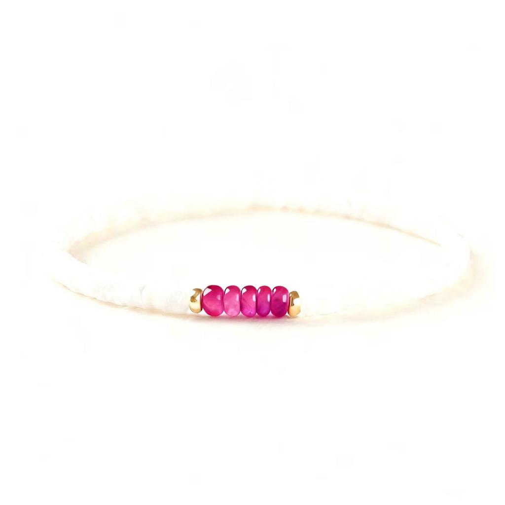 1pc Vintage Turquoise Bracelet Splicing White Elastic Chain Natural Stone Crystal Handmade Beaded Bracelets