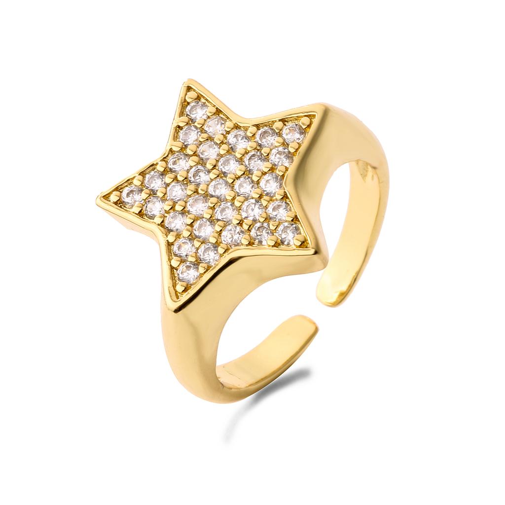 HECHENG,Ring For Women Zircon Star Love Heart Geometric Finger Fashion Zircon Gifts Charm Sweet Zircon