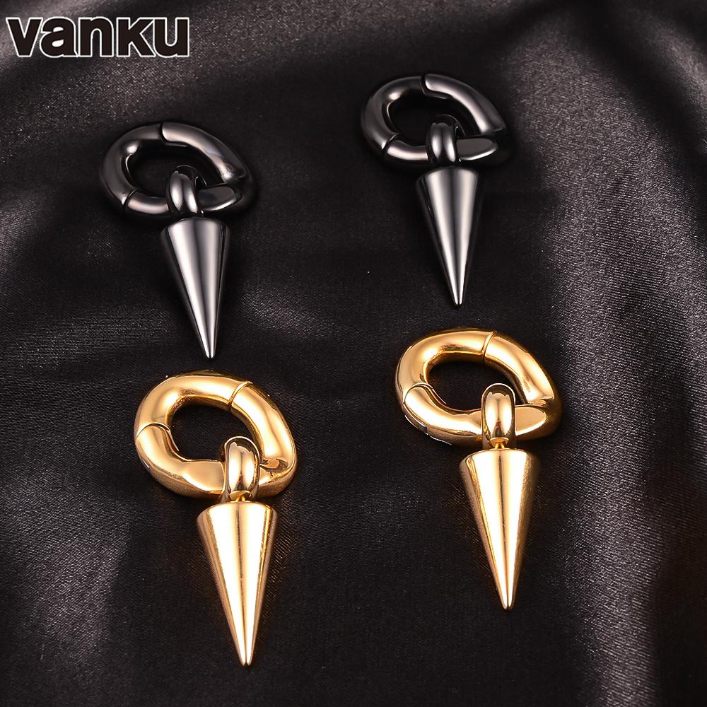 Vanku 2pcs 6mm New Stainless Steel Magnets Ear Weight Piercing Earring Hanger Gauges Body Jewelry Expanders Stretchers