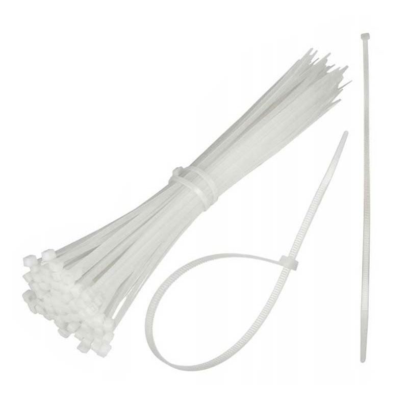 White Plastic Cable Ties, Length 160 Mm, Width 2.5 Mm (100 Pcs.)