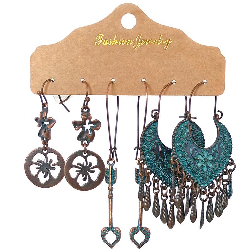 Trendy European & American Tassel & Water Drop Earrings Set