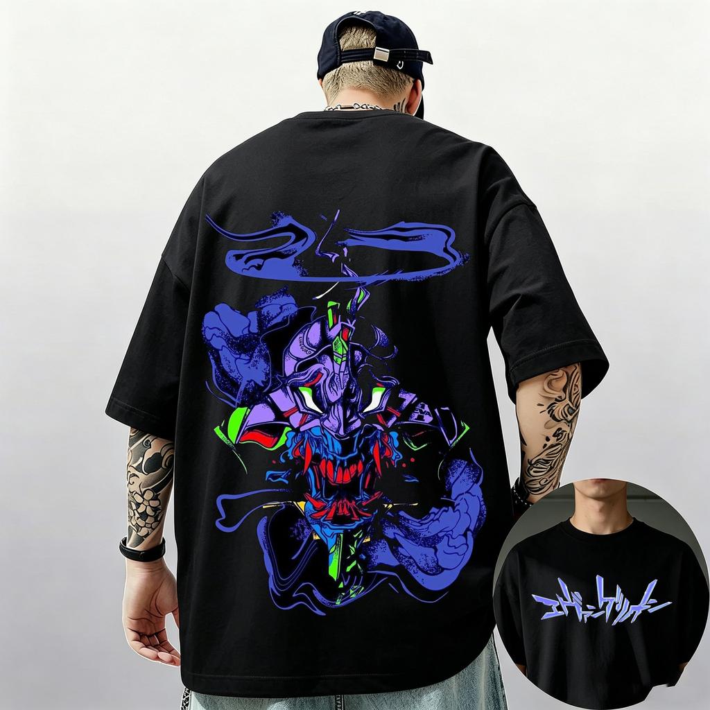2026 Summer New Arrival Evangelion Pattern Street Style Print Shortsleeve Tshirt Y2k Style Suitable For Both Men And Women
