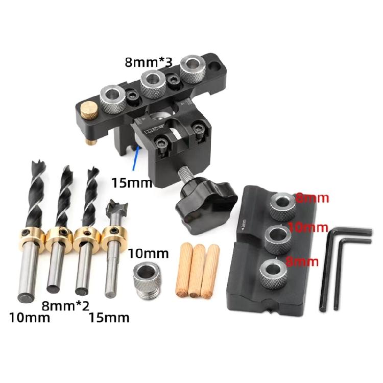 3 In 1 Woodworking Doweling Jig Kits With Positioning Clip Drilling Guide Puncher