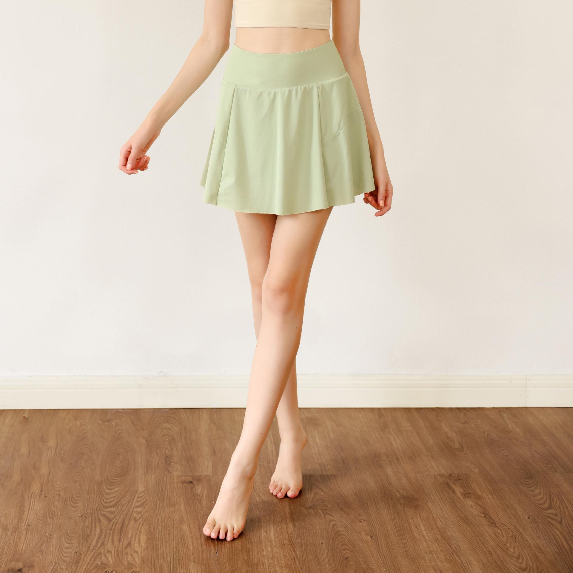 

Женская летняя быстросохнущая дышащая спортивная юбка: Юбка два-в-одном для бега, йоги, тенниса с закрывающим бедра дизайном, защитой от просвечивания. L