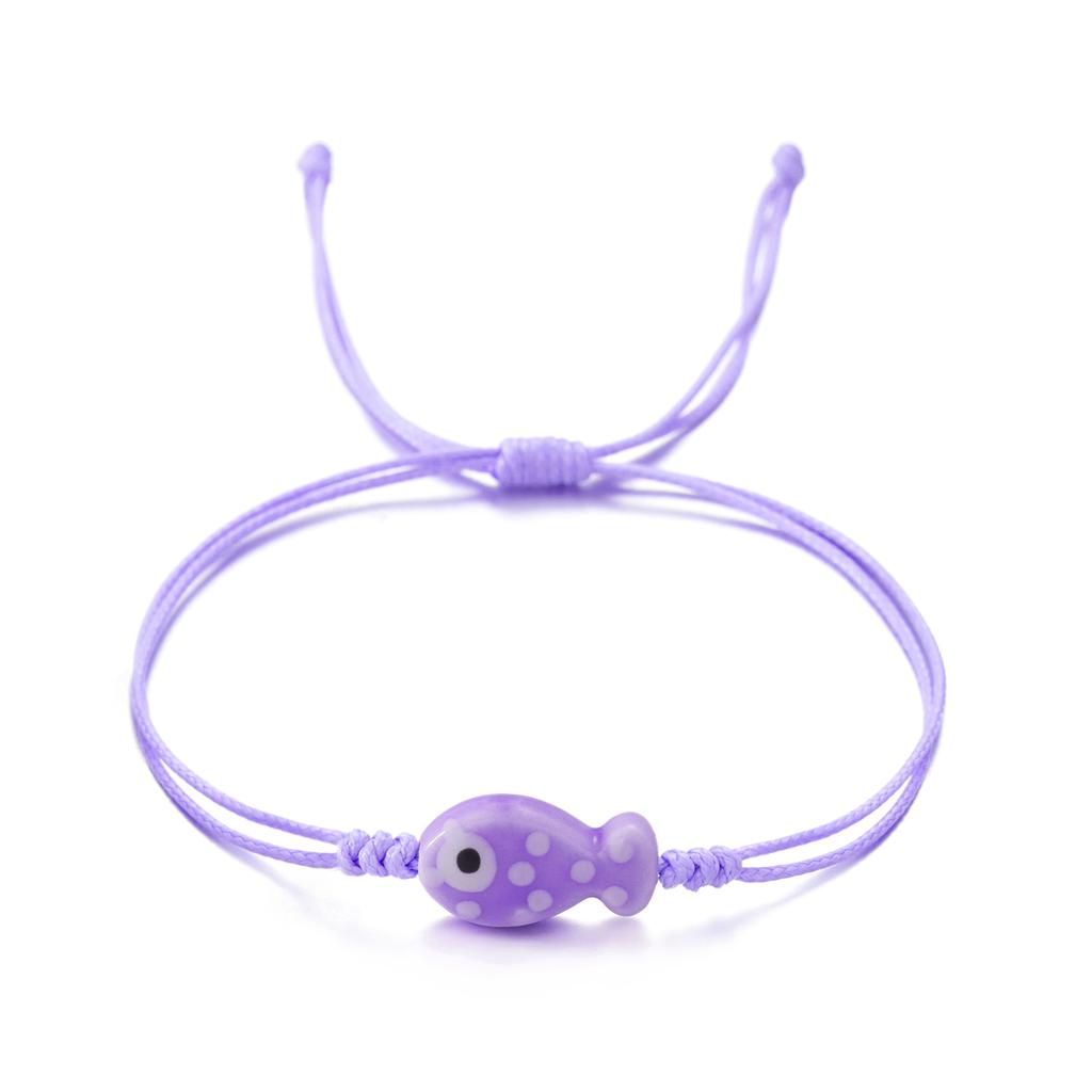 Pulsera trenzada de cerámica con pez koi de la suerte para mujer, multicolor, animal lindo, hecha a mano, ajustable, joyería de amistad