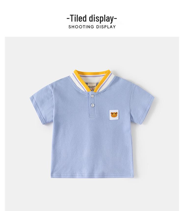Cartoon Cotton Short Sleeve Polo Shirt for Toddler Boys - Summer Stand Collar T-Shirt