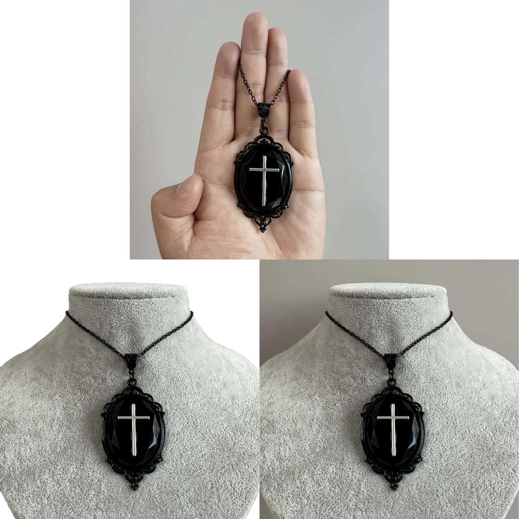 Gothic Style Alloy Necklace With Baroque Cross Pendant For Women Summer Fashion