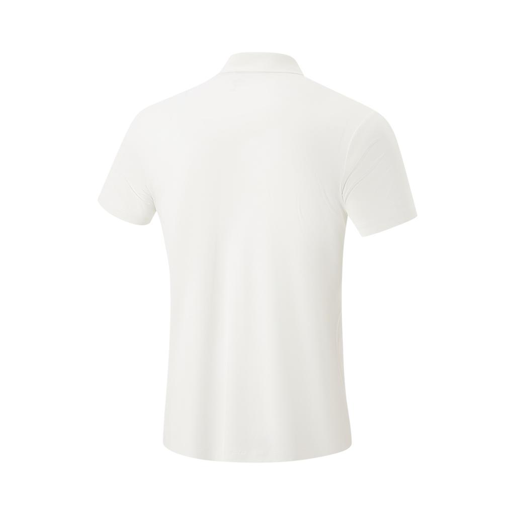 Li Ning Fitness Series Solid Color Comfortable Versatile Breathable Casual Sports Polo Shirt Men tops Off-White APLU003-5