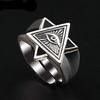 Retro Poseidon Compass Ring Silver-Plated Adjustable Hexagram Opening Jewelry Gift for Men and Women Hip-Hop Trend