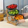 Wooden 3-Tier Fruit and Vegetable Basket with Wooden Legs - Versatile Kitchen Organizer for Fruits, Vegetables, and Iced Food