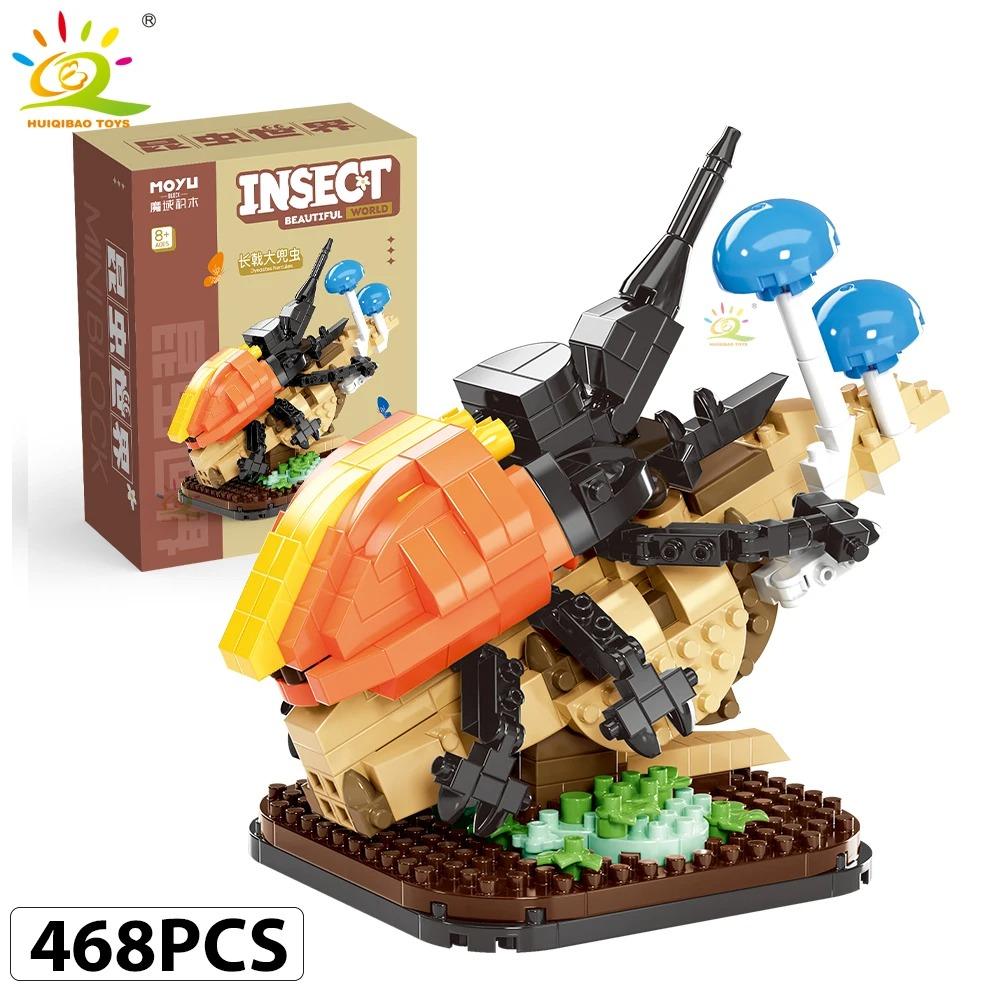HUIQIBAO Moc Insect Flower Model Building Block Butterfly Plant Decoration City Construction Toy Kids Adult DIY Romantic Gift