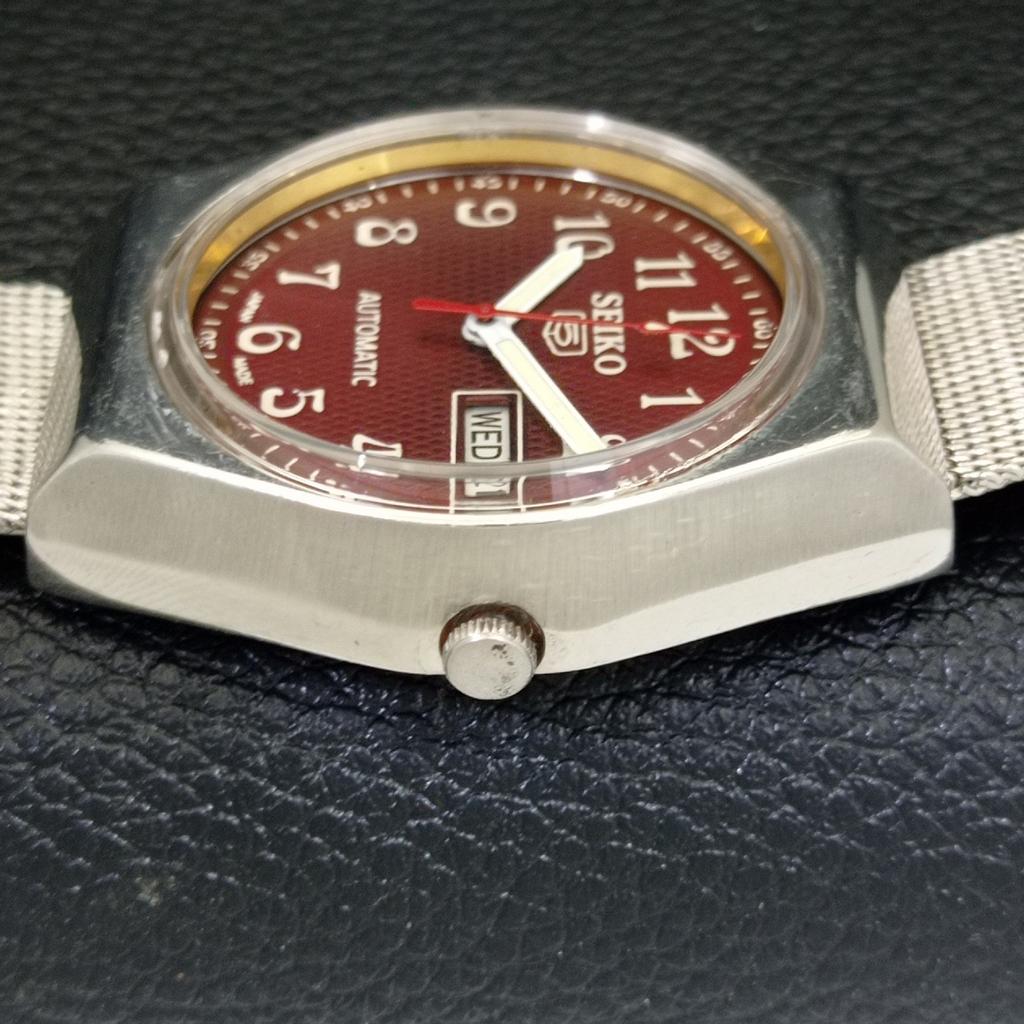 AUTOMATIC VINTAGE SEIKO 5 6309A JAPAN MENS RED COLOR DIAL WATCH a500824-5 R154-a500824