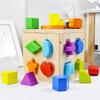 Geometric Kids Wooden Matching Blocks 16 Hole Space Intelligence Toy Box