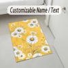Yellow Daisies Theme Soft Crystal Velvet Rug Custom Name & Text Print Non Slip Floor Rug for Bedroom Living Room