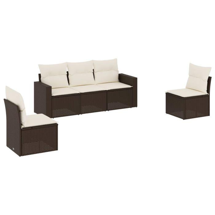 VidaXL Garden Lounge Set with Cushions 5 Pcs, Sofas with Adjustable Feet, Outdoor Furniture Set Patio Terrace, 3251130