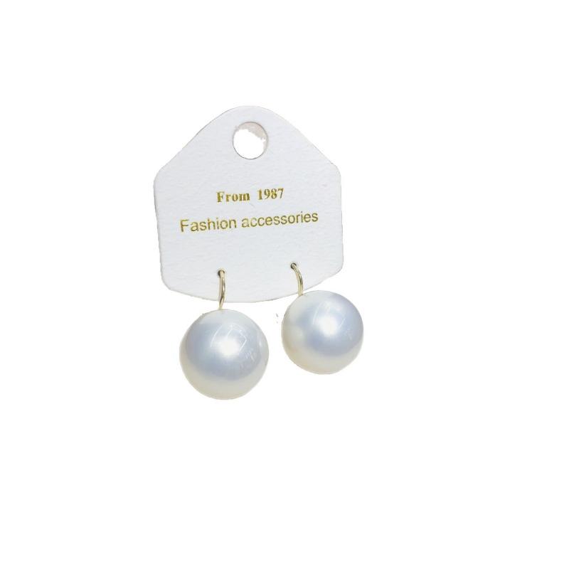 Retro French-Style Artificial Pearl Earrings for Women Rotund Fashion Design Minimalist Geometry Earrings