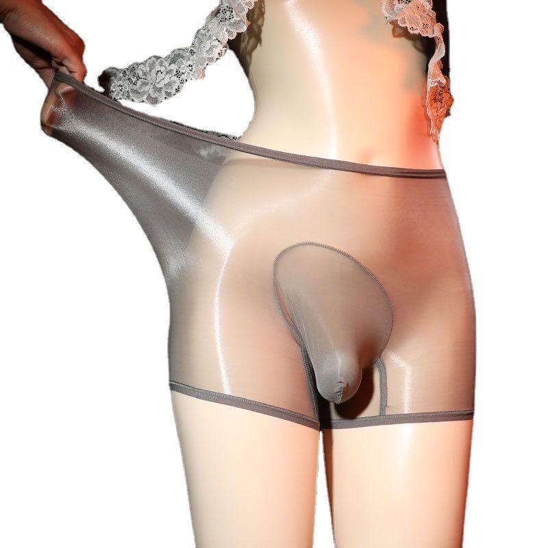 Pánské 360 bezešvé hedvábné punčochové kalhoty Aurora s JJ kapsou - Ultra tenké, plně transparentní, sexy boxerky