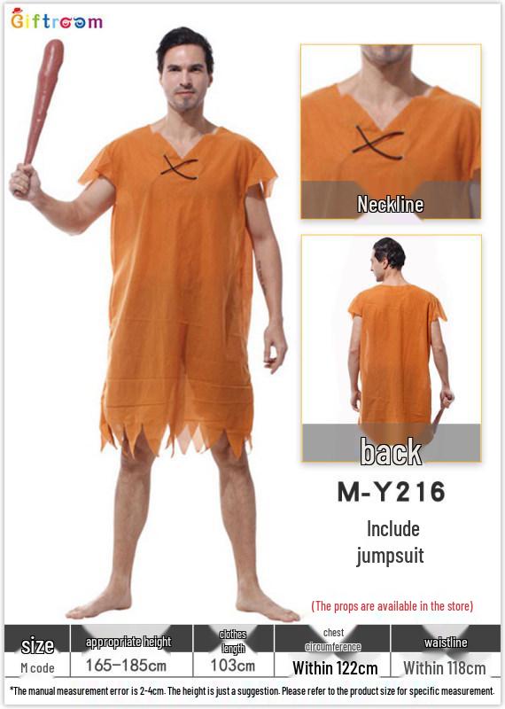 Halloween Yellow Spotted Adult Male Savage Cosplay Costume for Performances