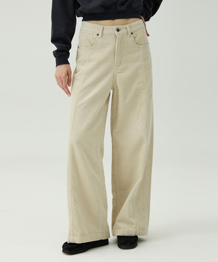 MAGOODGAN Petro 4813 Corduroy Flare Wide Fit Cream Pants