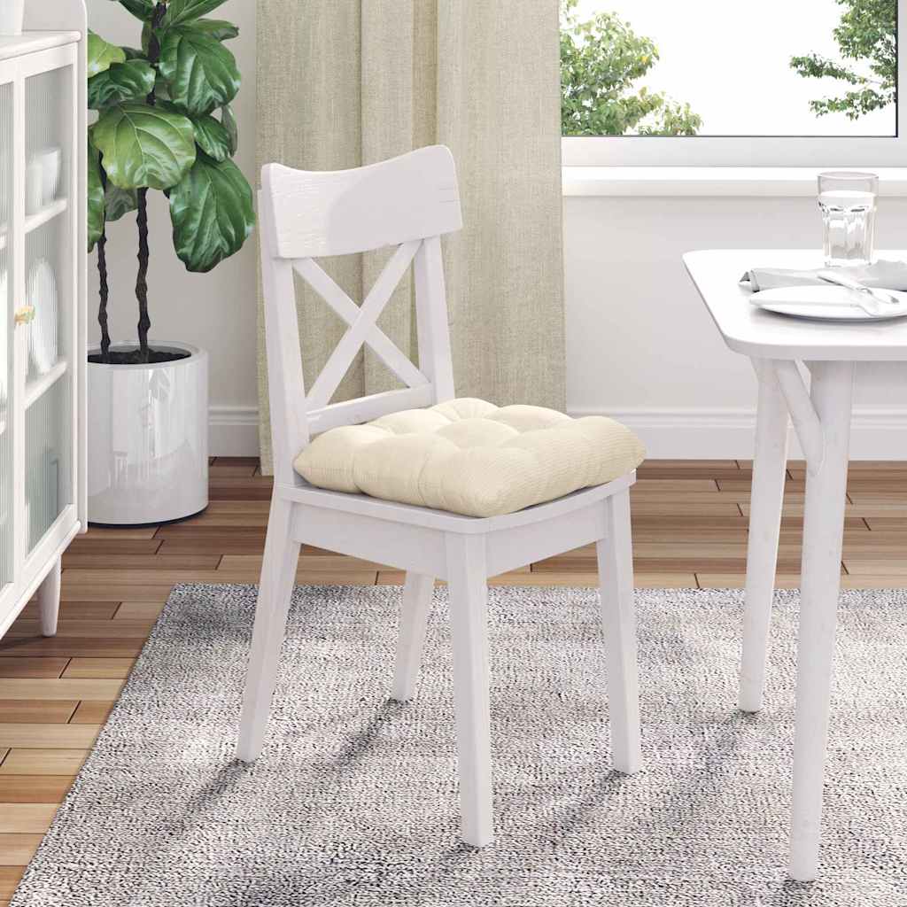 Seat Cushions 4 pcs Cream 40 x 40 cm Corduroy Fabric