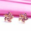 Exquisite Purple Gold 585 Russian Shiny Windmill Stud Earrings Women'S Exquisite Fashion Rose Gold Plated Earrings Simple