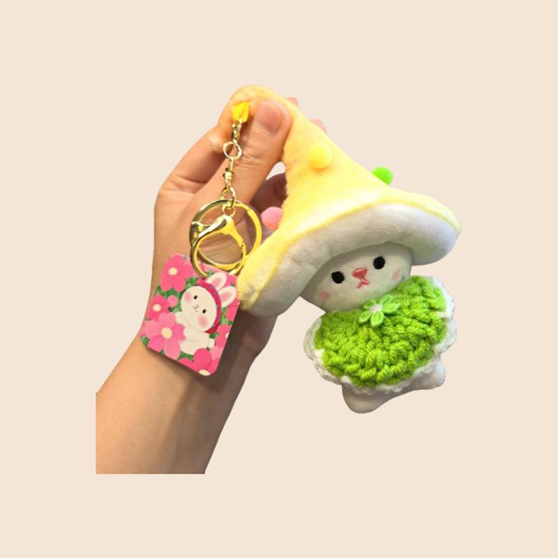 15cm Cartoon Cute Mushroom Pendant Girls Bag Plush Doll Keychain Niche High-end School