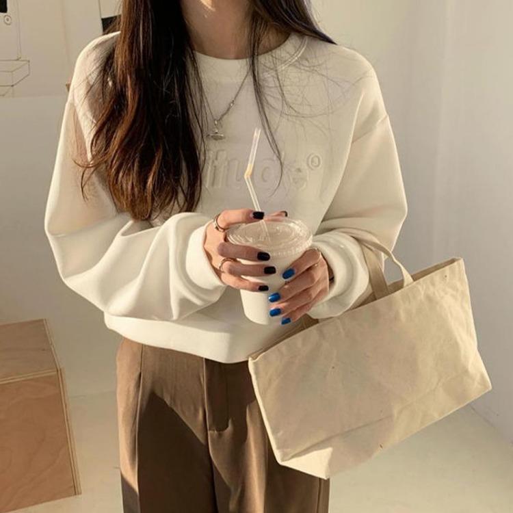 High Waist Women Sweatshirt Short Long Sleeve Solid Color Top