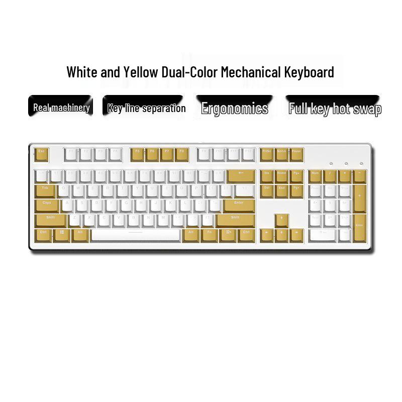 Hot-Swappable 104-Key Mechanical Gaming Keyboard for Girls, Wired, Blue/Black/Brown/Red Switches, Dual-Color Design