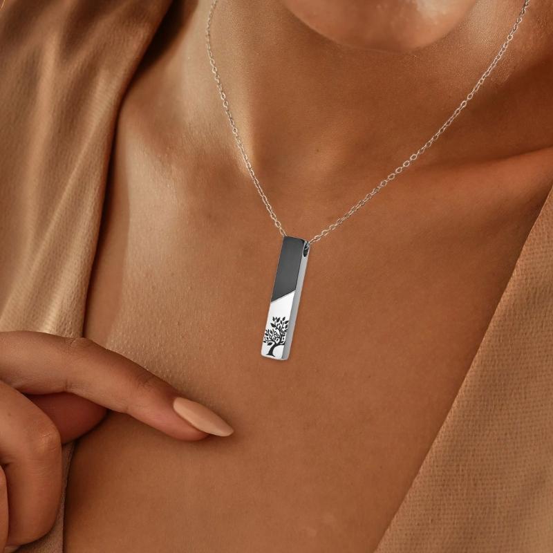 Urn Necklace for Ashes Memorial Cremation Jewelry for Ashes Stainless Steel Ashes Necklace Bar Urn Pendants Unisex