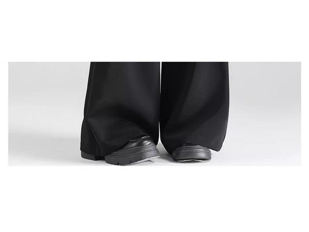 Women's 2025 Summer Black Wide-Leg Pants: Pear-Shaped, Slimming, High-End Drape, Loose Fit