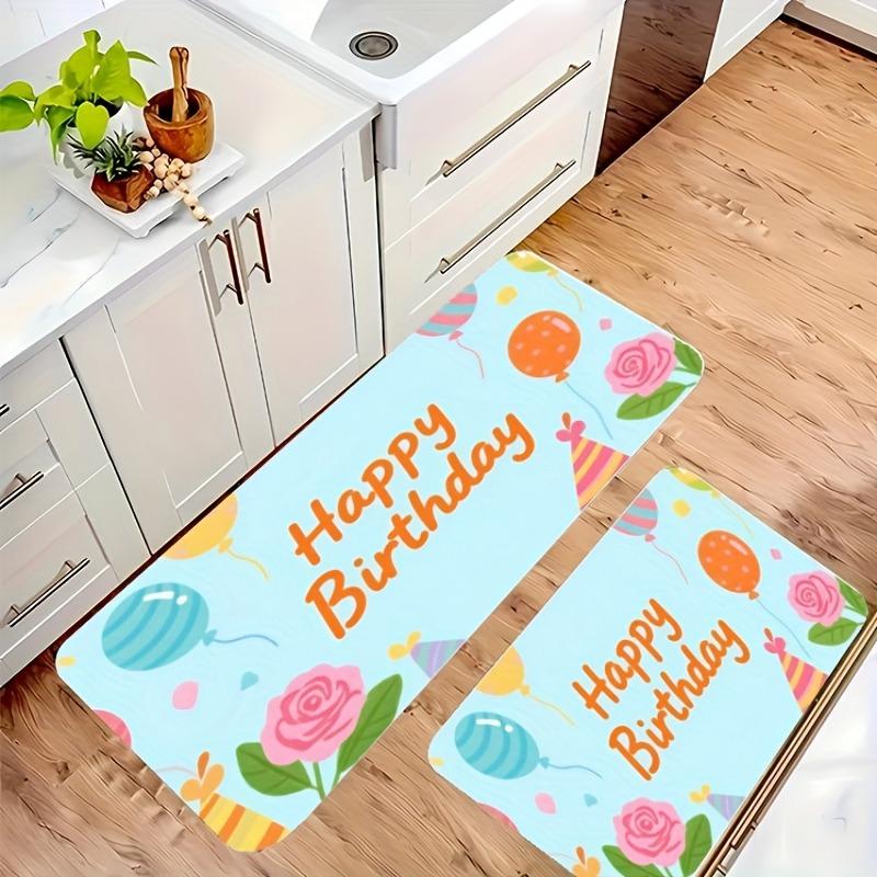 1PC Happy Birthday Kitchen Rug Non-Slip Door Mat Pop design Bathroom Rug Bath Mat Carpet for Home Sink Laundry Decoreeree